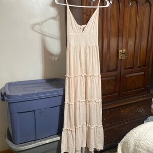 Altar’d State Beige Cream Maxi Dress Spaghetti Strap Tie Back Backless Size S